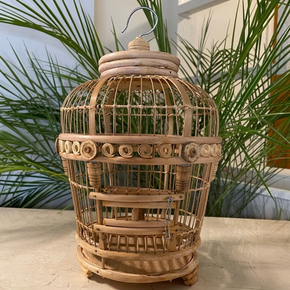 Image result for Accents | Handmade Rattanwicker Hanging Bird Cage Decoration | Poshmark